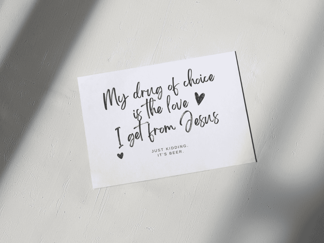 Postkarte „just kidding“